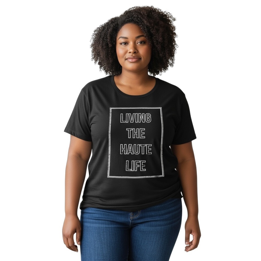 TORRID 0 0X XL Black White Graphic “Living The Haute Life” Tee Shirt R $39